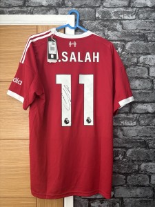 Authentic Salah Signed 25/26 Home Jersey  No COA card, Won In A Gold Competition for sale on Ebay