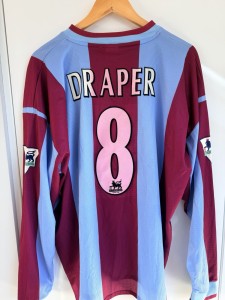 Aston Villa Home Shirt 1999/2000. Match Worn/Prepped Draper 8 for sale on Ebay