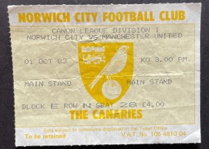 Norwich City v Manchester United ticket stub - 1/10/1983 - Division One for sale on Ebay