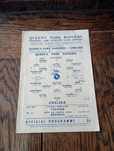 QPR Queens Park Rangers  v Chelsea Friendly 27th January 1962  Single Sheet for sale on Ebay