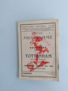 BRENTFORD RESERVES V TOTTENHAM HOTSPUR RESERVES 04.10.1950 COMBINATION CUP GAME for sale on Ebay