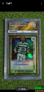 Henrik Larsson 2022-23 Merlin Chrome Gold Auto /50 Celtic Ace 10 PoP 1  RARE!!!! for sale on Ebay