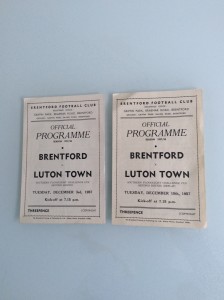 2 BRENTFORD FLOODLIGHT CUP MATCHES V LUTON TOWN 03.12.1957 AND 10.12.1957 REPLAY for sale on Ebay