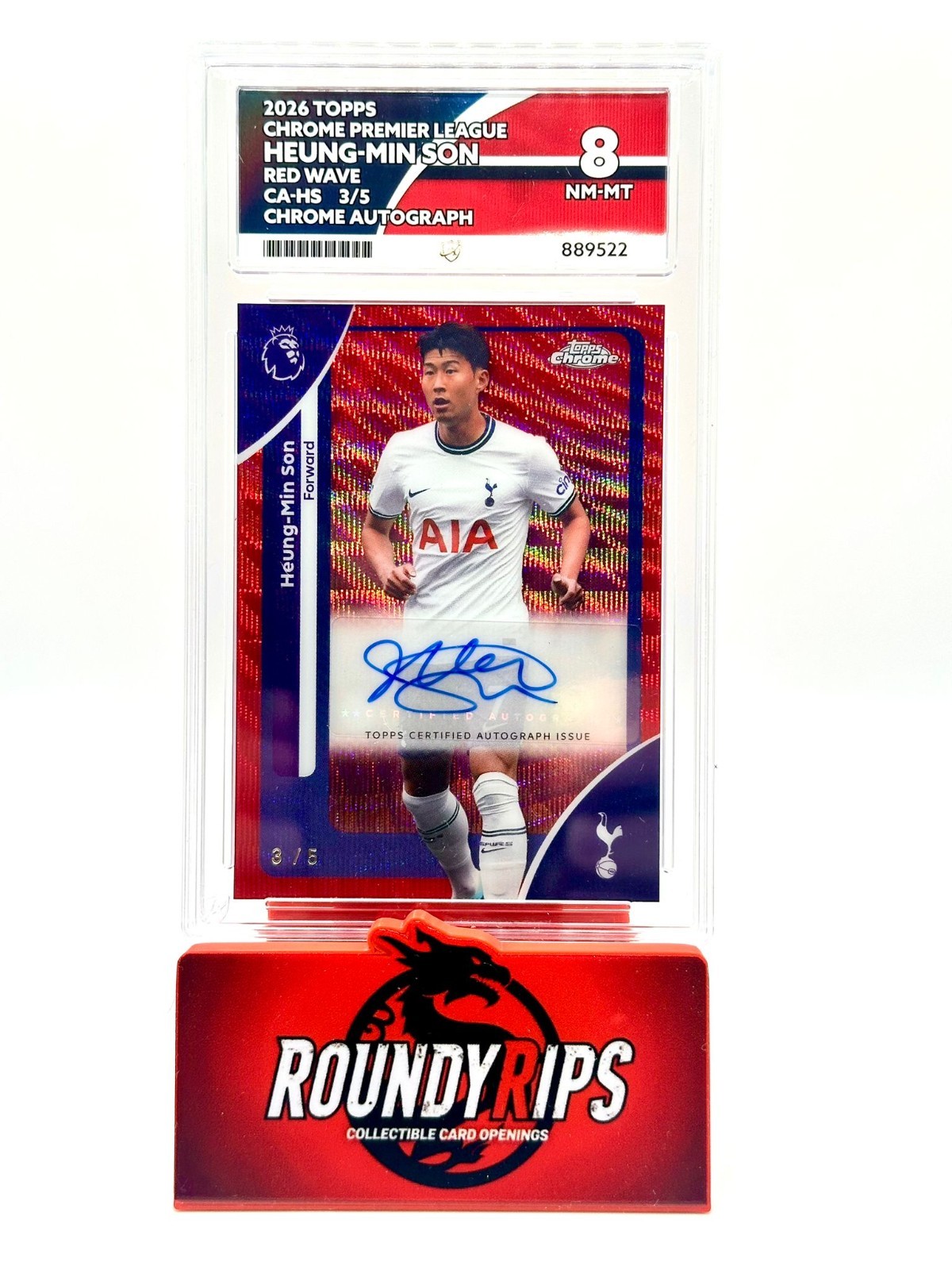 Heung-Min Son 3/5 Auto, Ace Graded 8, Red Wave - Topps Chrome 2025/26 Tottenham for sale on Ebay