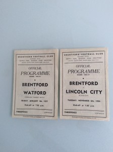 2 BRENTFORD FLOODLIGHT FRIENDLY MATCHES V LINCOLN 06.11.1956-WATFORD 04.01.1957 for sale on Ebay