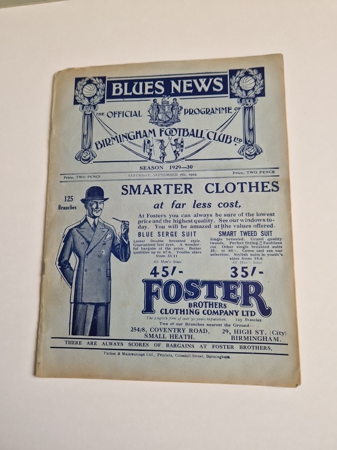 RARE!! 1929 BIRMINGHAM CITY V HUDDERSFIELD TOWN FOOTBALL PROGRAMME for sale on Ebay