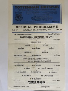 Tottenham v Viking Sports, FA Youth Cup, 1974/75 for sale on Ebay