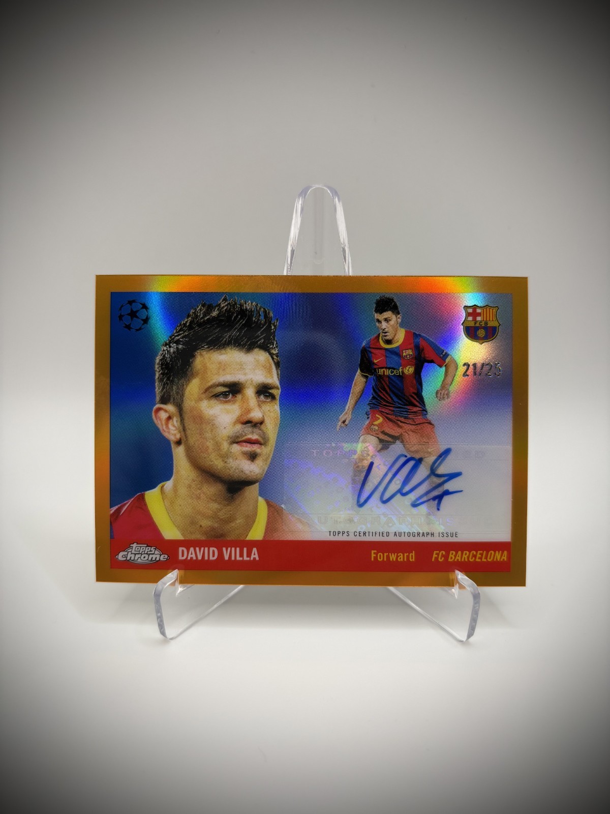 David Villa Topps Chrome 1955 Auto /25 Orange Refractor Fc Barcelona Legend Rare for sale on Ebay