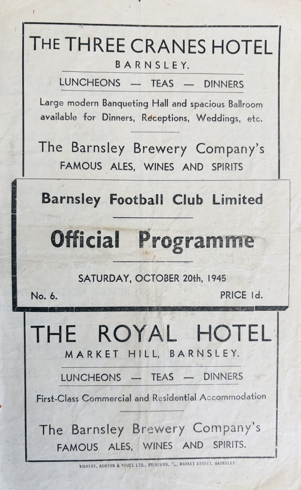 Barnsley v Sheffield United Football League (North) 1945/46 for sale on Ebay