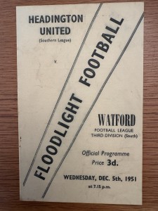 Headington United Vs Watford Football Programme Floodlight Football 5/12/1951 for sale on Ebay
