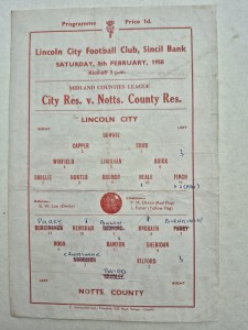 1957-58 - Lincoln City V Notts County Reserves - Midland League- 8th Feb 1958. for sale on Ebay