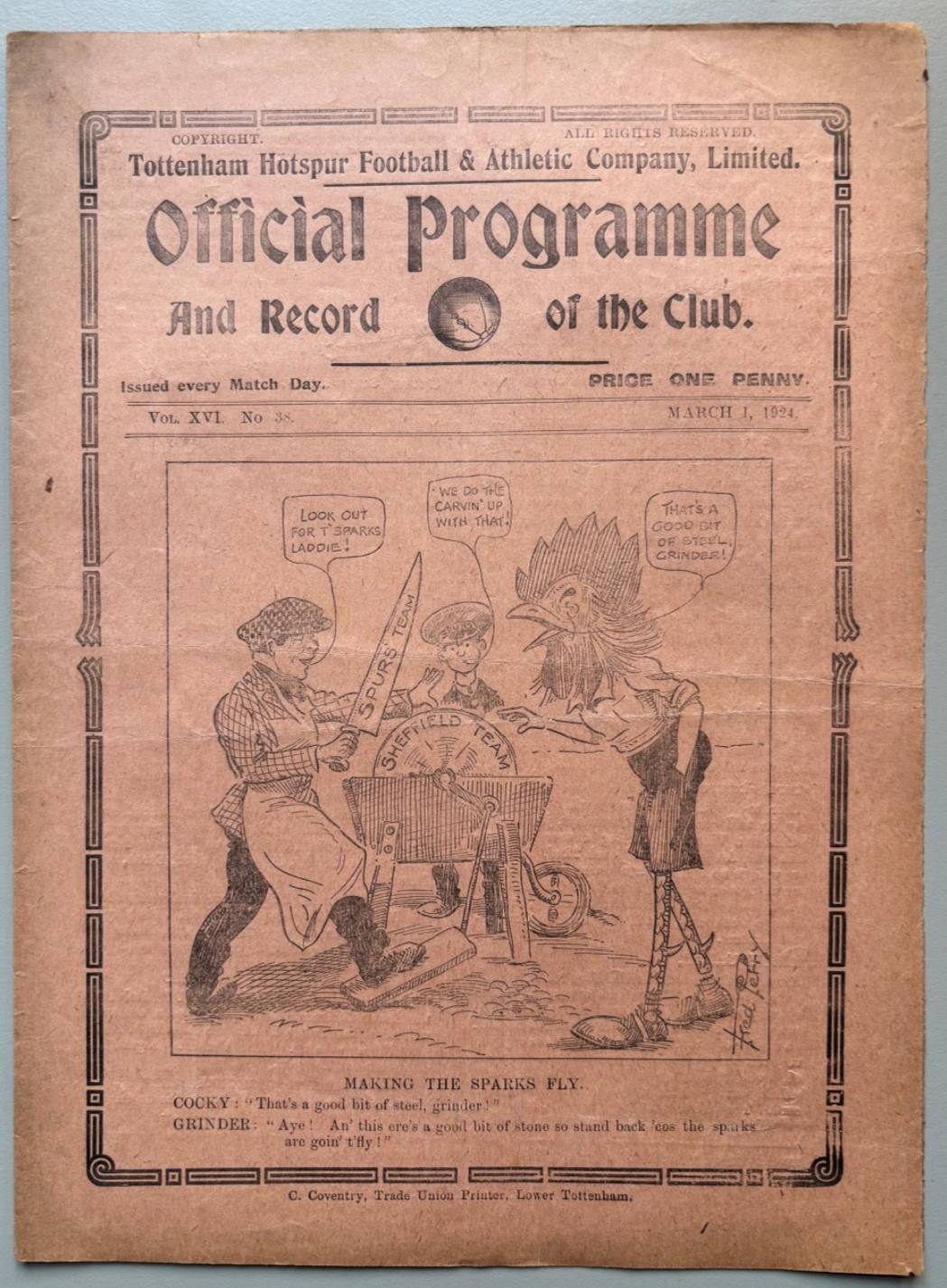 1923/24 Tottenham Hotspur v Sheffield United League Division 1 for sale on Ebay