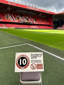 Sheffield United FC original turnstile sign, number 10 for sale on Ebay