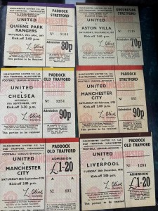 Manchester United Ticket Stubs 1970s for sale on Ebay