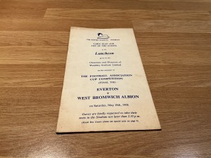 F.A.CUP FINAL EVERTON V WEST BROMWICH ALBION LUNCHEON MENU 18/5/1968 for sale on Ebay