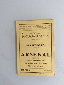 BRENTFORD RESERVES V ARSENAL RESERVES 31.05.1947 LONDON COMBINATION CUP MATCH for sale on Ebay