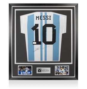 Lionel Messi Official 2022 Back Signed and Framed Argentina Shirt 2022 for sale on Ebay