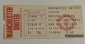Manchester United v Bristol Rovers League cup 11.10.1972 ticket for sale on Ebay