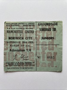 Feb 18th 1967 Manchester United Norwich City FA Cup 4th Round Juniors Ticket. for sale on Ebay
