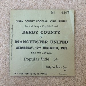 1969 /1970 Derby County v Manchester United League Cup 5th Round Ticket Stub for sale on Ebay