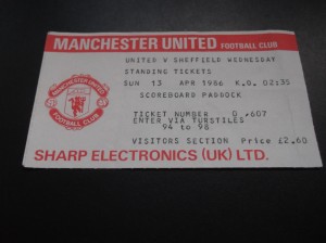 RARE MANCHESTER UNITED V SHEFFIELD WEDNESDAY TICKET STUB 13 APRIL 1986 for sale on Ebay