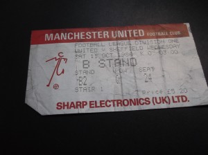 RARE MANCHESTER UNITED V SHEFFIELD WEDNESDAY TICKET STUB 11 OCTOBER 1986 for sale on Ebay