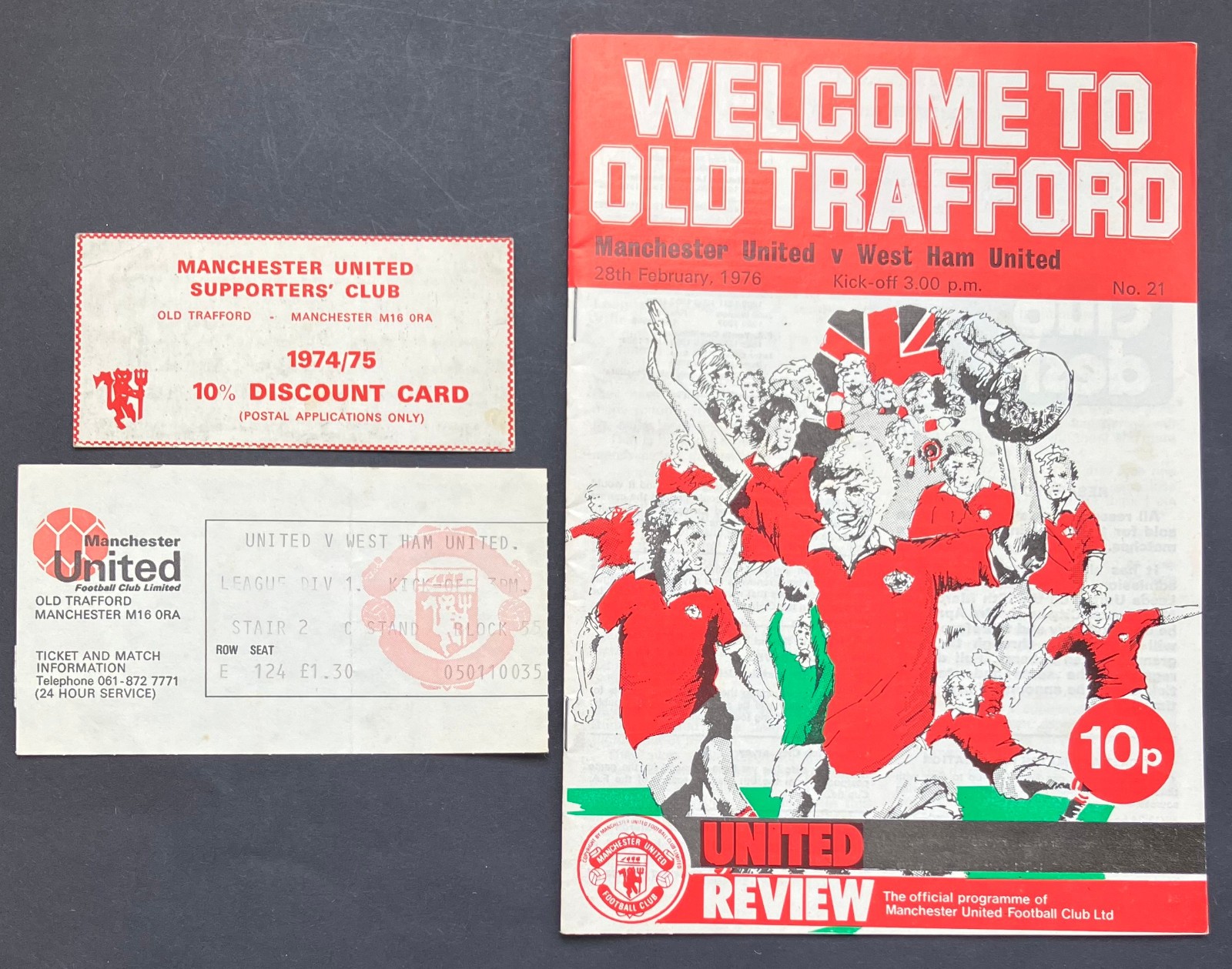 Manchester United v West Ham - 1975/76 - Div 1 Match Ticket stub - 50 years old for sale on Ebay