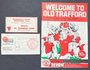Manchester United v West Ham - 1975/76 - Div 1 Match Ticket stub - 50 years old for sale on Ebay