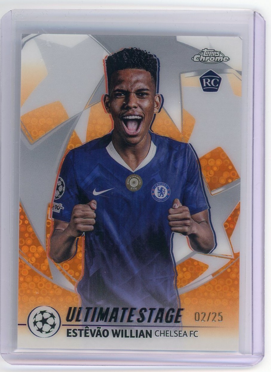 2026 Topps Chrome Ultimate Stage Chelsea FC Estevao Willian Rookie Orange /25 for sale on Ebay