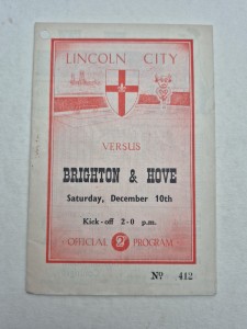 1949-50 - Lincoln City V Brighton & Hove Albion - Friendly Match - December 10th for sale on Ebay