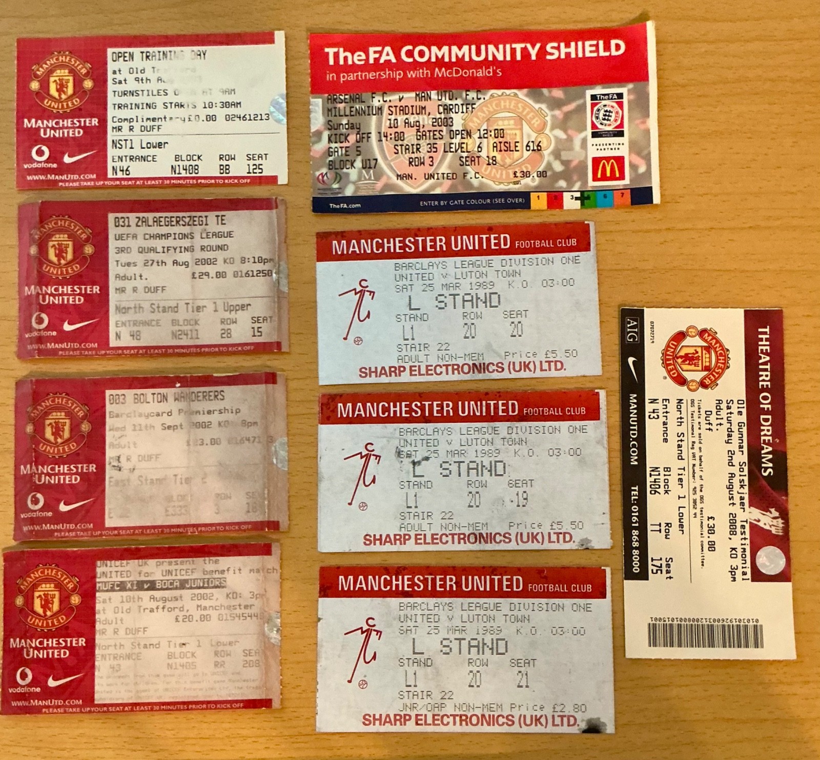 10 x ORIGINAL MANCHESTER UNITED Tickets from 1989 to 2008 for sale on Ebay