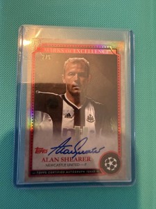 Alan Shearer On Card Autograph /5 Marks Of Excellence Newcastle Rare for sale on Ebay