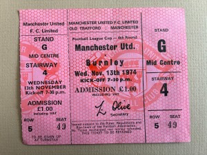 TICKET STUB - MANCHESTER UNITED Vs BURNLEY - LEAGUE CUP 4th RND - 1974 - SEAT 49 for sale on Ebay