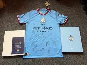 Manchester City Signed Treble Shirt 22/23 BNWT + Official Club Coa Haaland for sale on Ebay