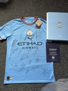 Manchester City Signed Treble Shirt 22/23 BNWT + Official Club Coa De Bruyne Pep for sale on Ebay