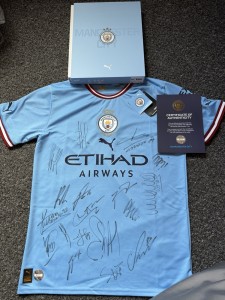 Manchester City Signed Treble Shirt 22/23 BNWT + Official Club Coa Foden Haaland for sale on Ebay