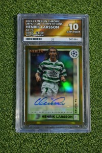 Henrik Larsson 2022-23 Merlin Chrome Gold Auto /50 Celtic Ace 10 PoP 1  RARE!!!! for sale on Ebay