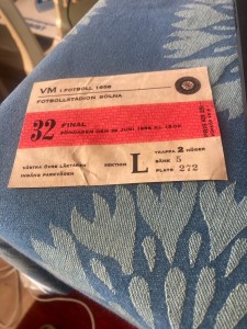 TICKET World Cup Final 29/6 1958 Sweden v Brazil in Solna Pele scores 2 of 5 for sale on Ebay