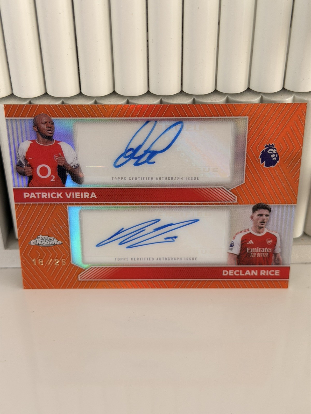 2025-26 Topps Chrome PL Dual Auto #/25 Patrick Vieira & Declan Rice Arsenal for sale on Ebay