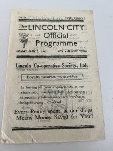 Lincoln City v Grimsby Town 1944-45 programme  for sale on Ebay