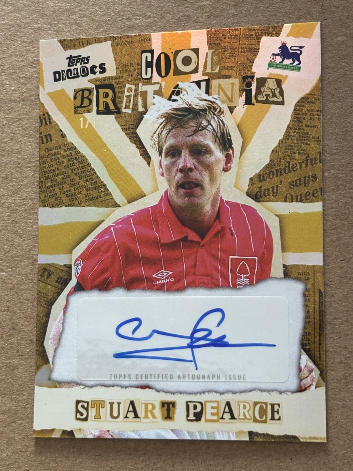 Stuart Pearce Auto 1/1 Topps Decades 1990s Premier League Nottingham Forest for sale on Ebay