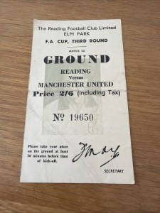 Reading v Manchester United 1954/55 FA Cup 3rd Round Ticket for sale on Ebay