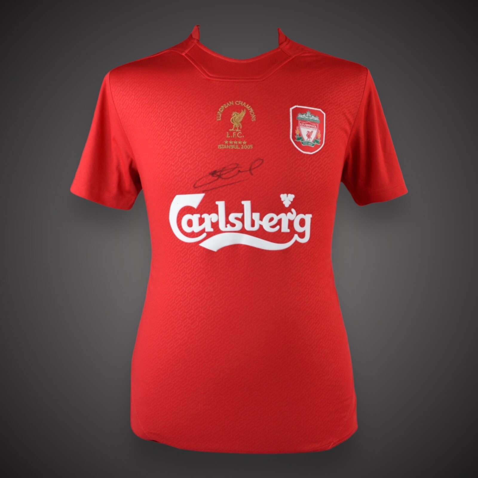 STEVEN GERRARD LIVERPOOL FC Champions League 2005 Win SIGNED Shirt  COA Bid £80 for sale on Ebay