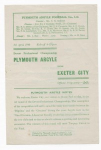 1947/48 Devon Professional Championship - PLYMOUTH ARGYLE v. EXETER CITY s/sheet for sale on Ebay