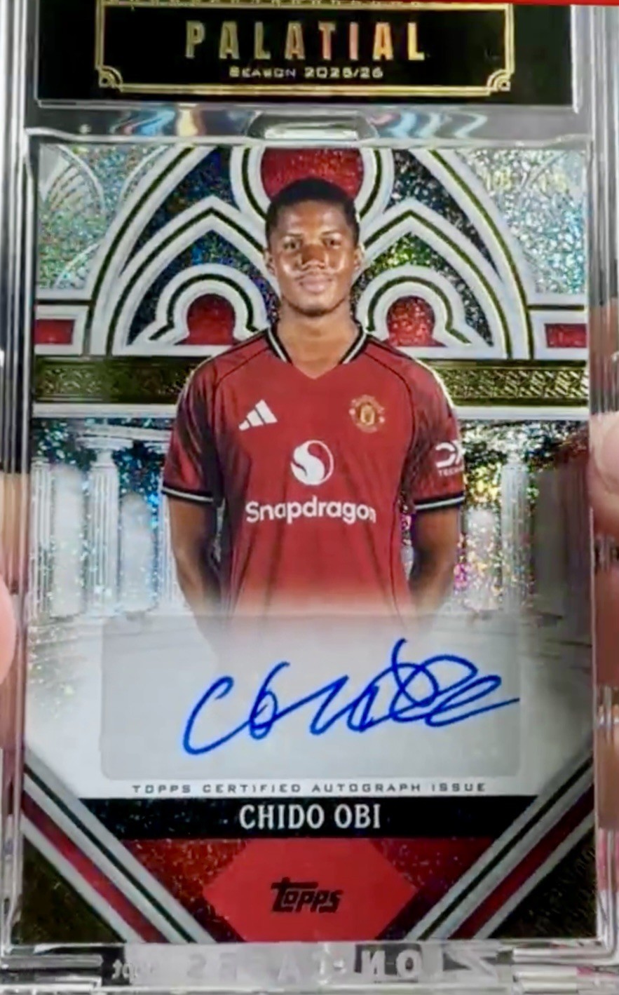 2025-26 Manchester United Topps Palatial - Chido Obi - Palatial Pose Auto 15/15 for sale on Ebay