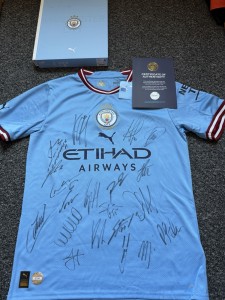 Manchester City Signed Treble Shirt 22/23 BNWT + Official Club Coa Foden Haaland for sale on Ebay
