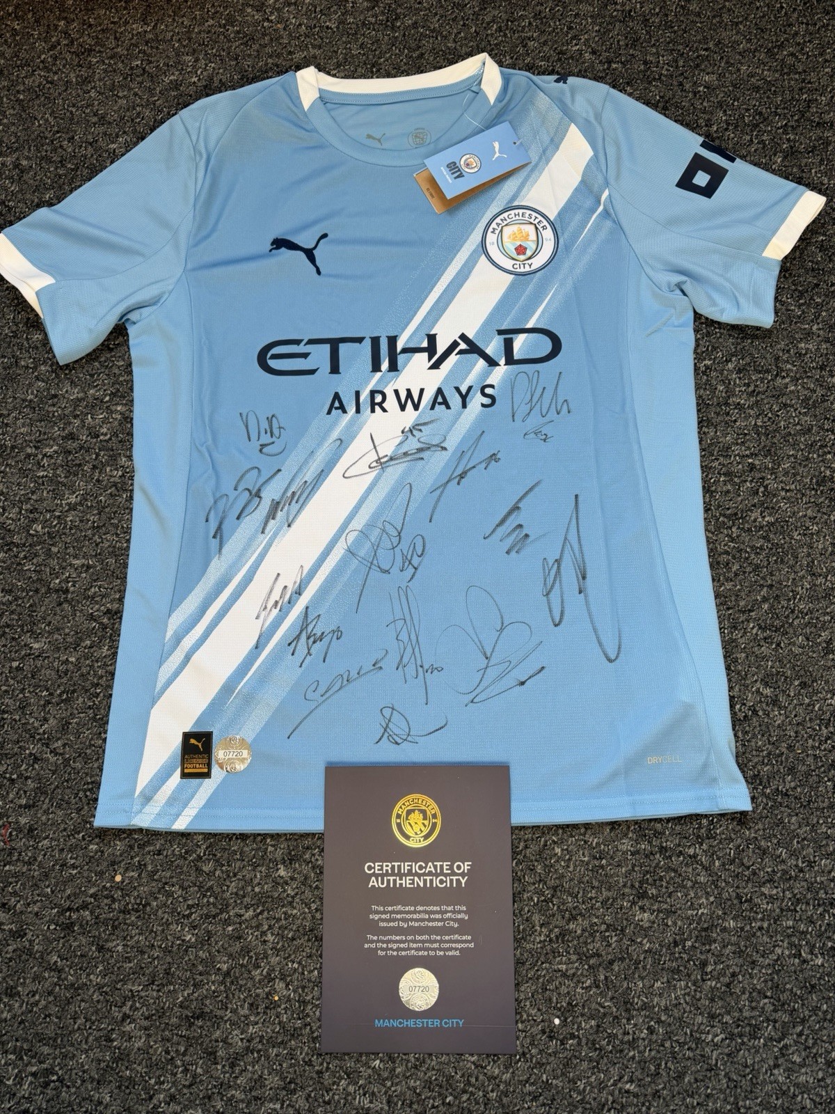 Manchester City Signed 25/26 Jersey Erling Haaland Foden Cherki + OFFICIAL COA for sale on Ebay