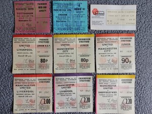 9 x MANCHESTER UNITED Tickets 1968 - 1985 Tottenham Liverpool Everton Man City for sale on Ebay
