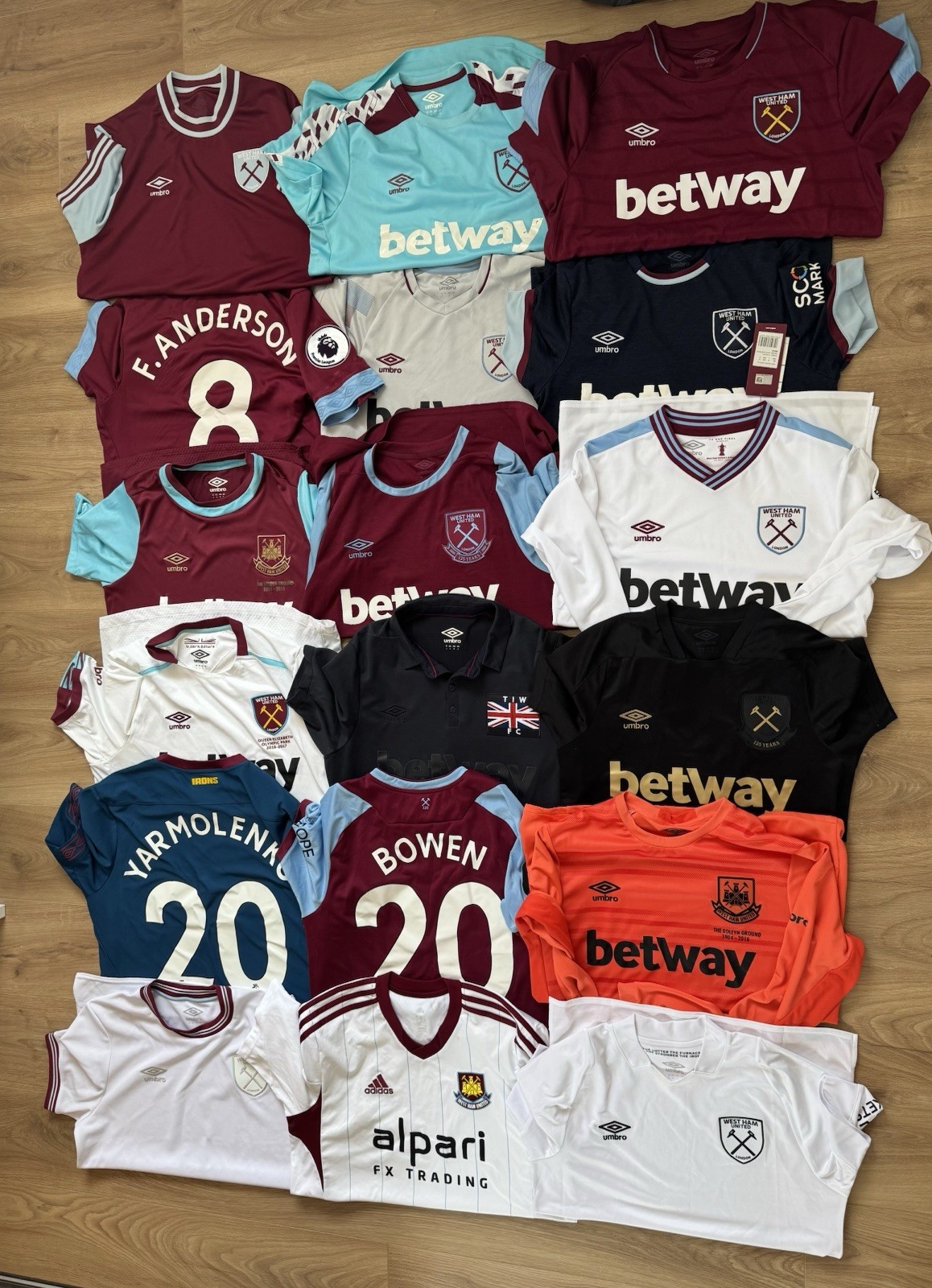 West Ham United Football Shirt Bundle Joblot Auction Sale ⚒ Adult Authentic for sale on Ebay