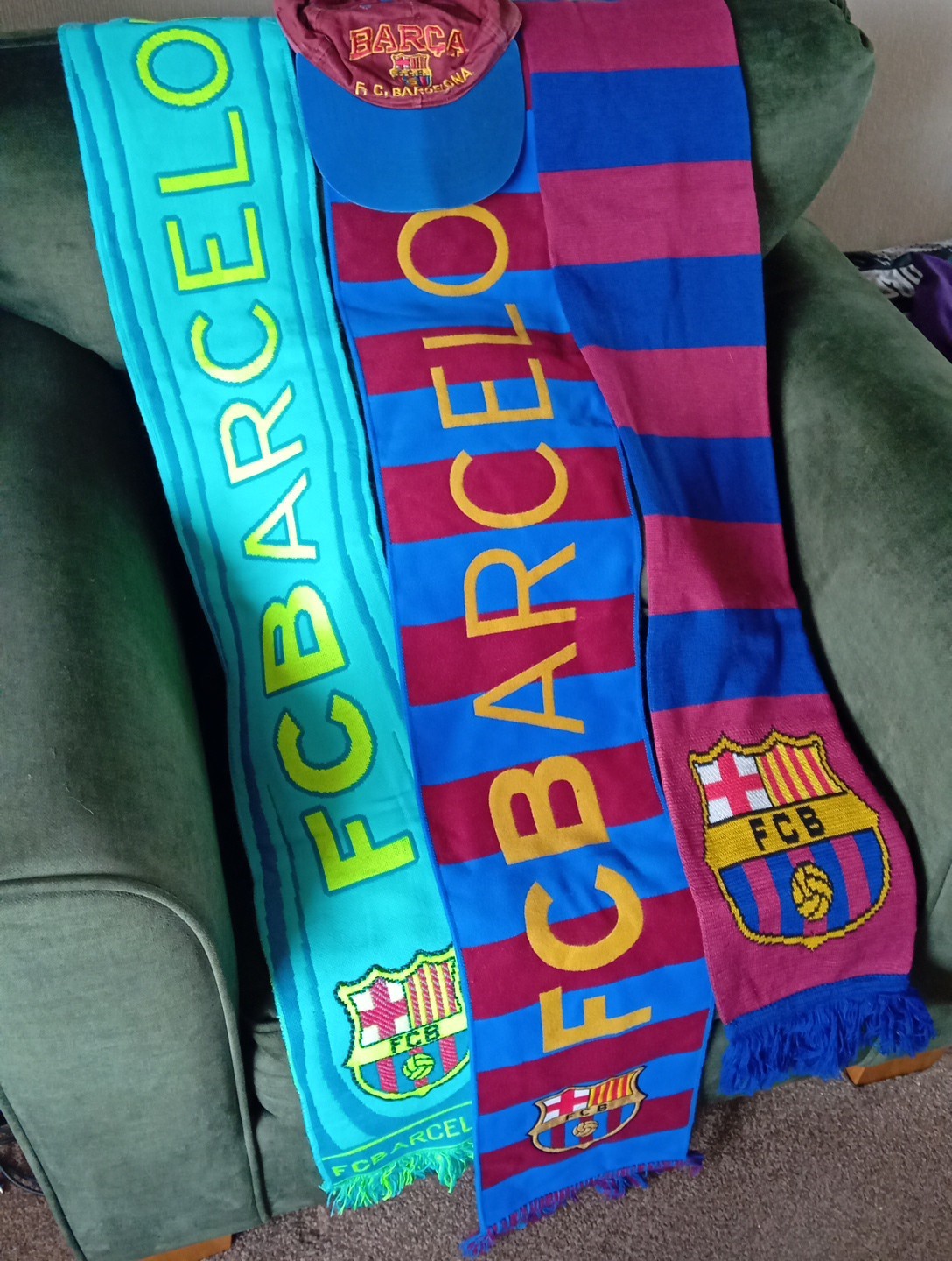 Job Lot Barcelona Football Club Scarves and Cap Bundle for sale on Ebay